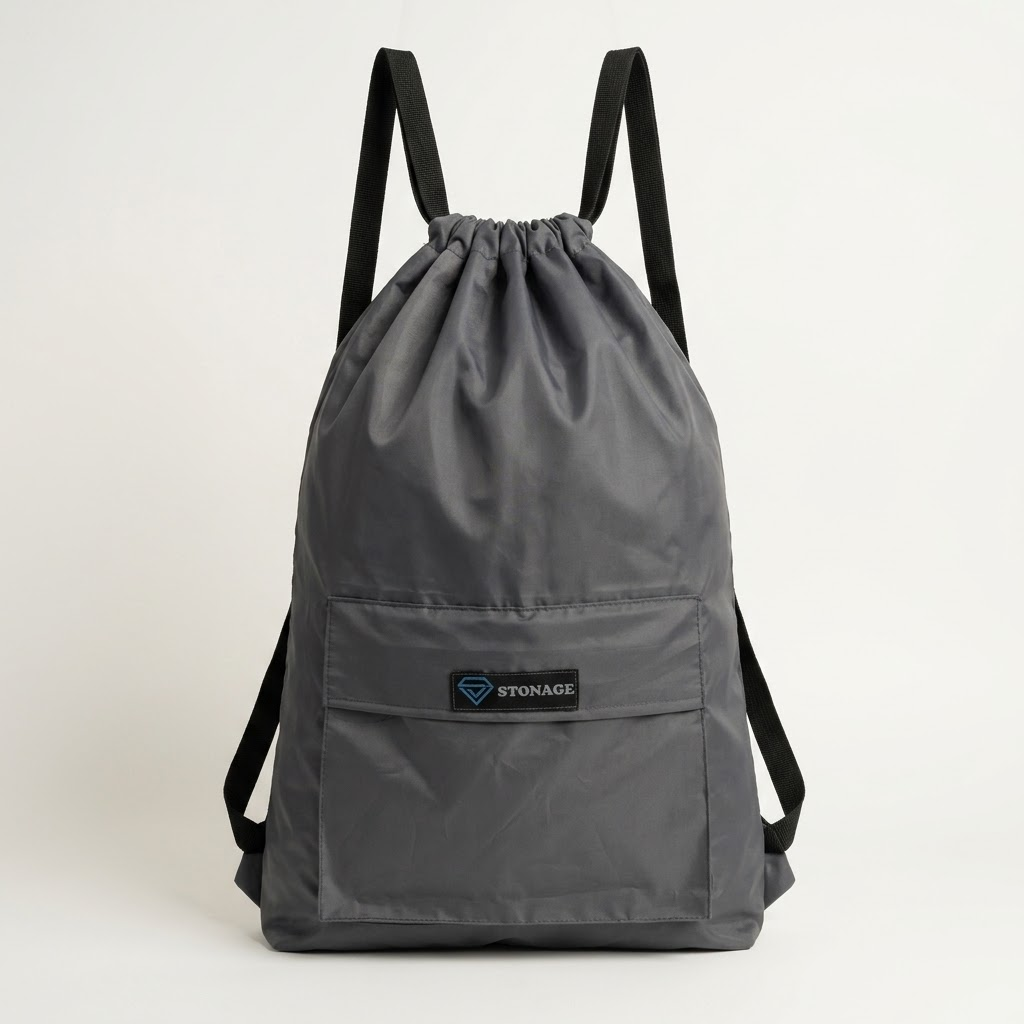 Single, Drawstring Bag – , Waterproof, All-Purpose for Hajj Umrah College/Uni , Gym & Daily Use ( Grey)