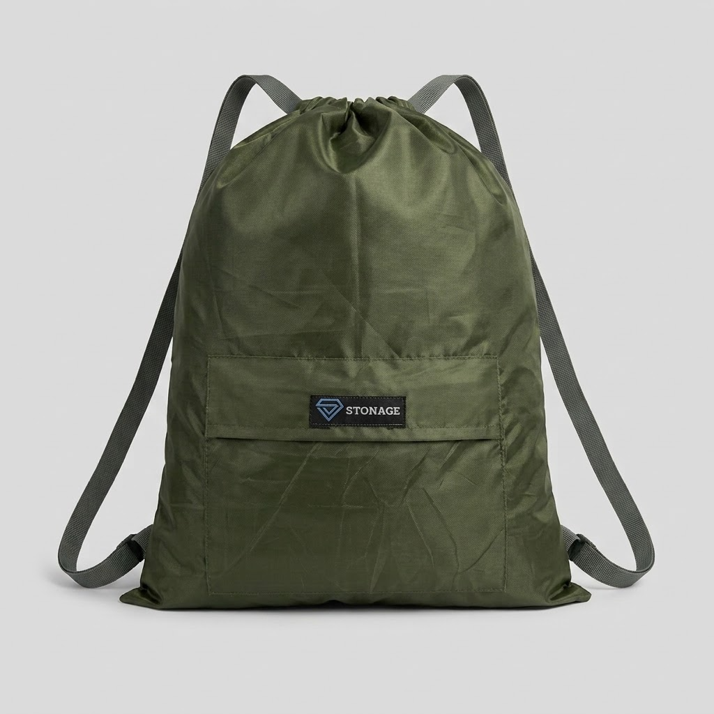 Single , Drawstring Bag – , Waterproof, All-Purpose for Hajj Umrah College/Uni , Gym & Daily Use (Olive Green)