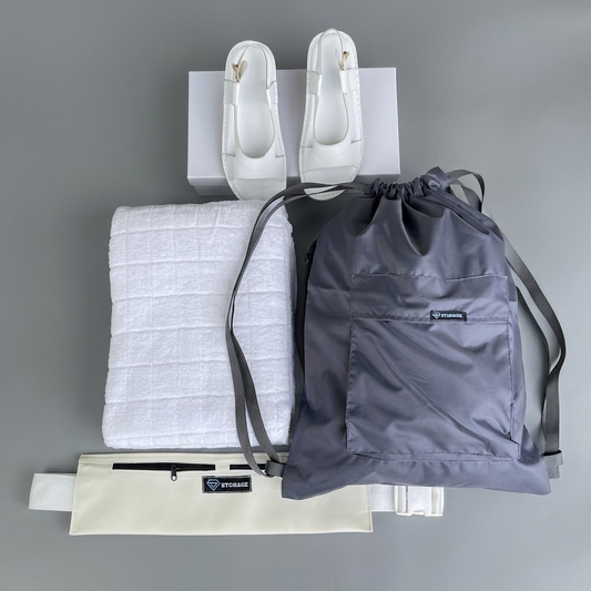 4 in 1, Hajj & Umrah Essentials –( Pure Cotton Full Towel Ihram + Ihram Slipper + Ihram Belt+ Bag )
