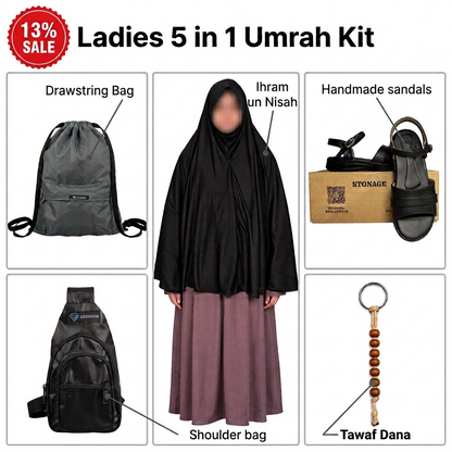 Ladies 5 in 1 Umrah Kit, Get 13% discount,