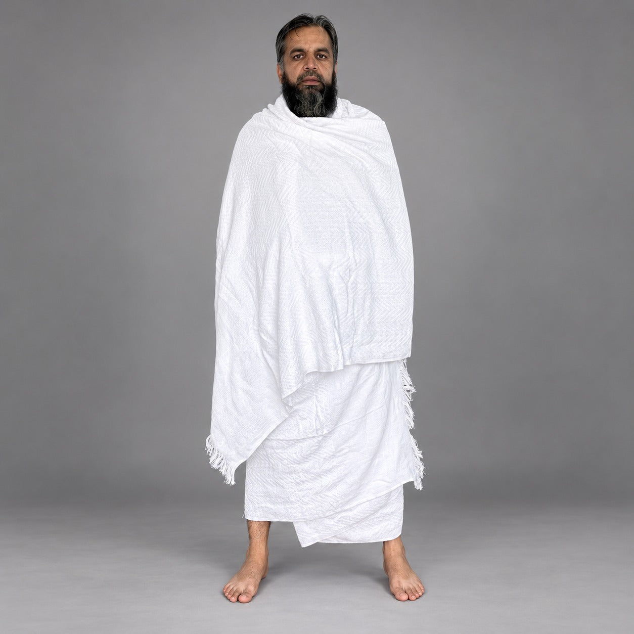 Pure Cotton Zig-Zag Pattern Towel Ihram Set (2 Pieces) – Soft & Absorbent Double-Sided
