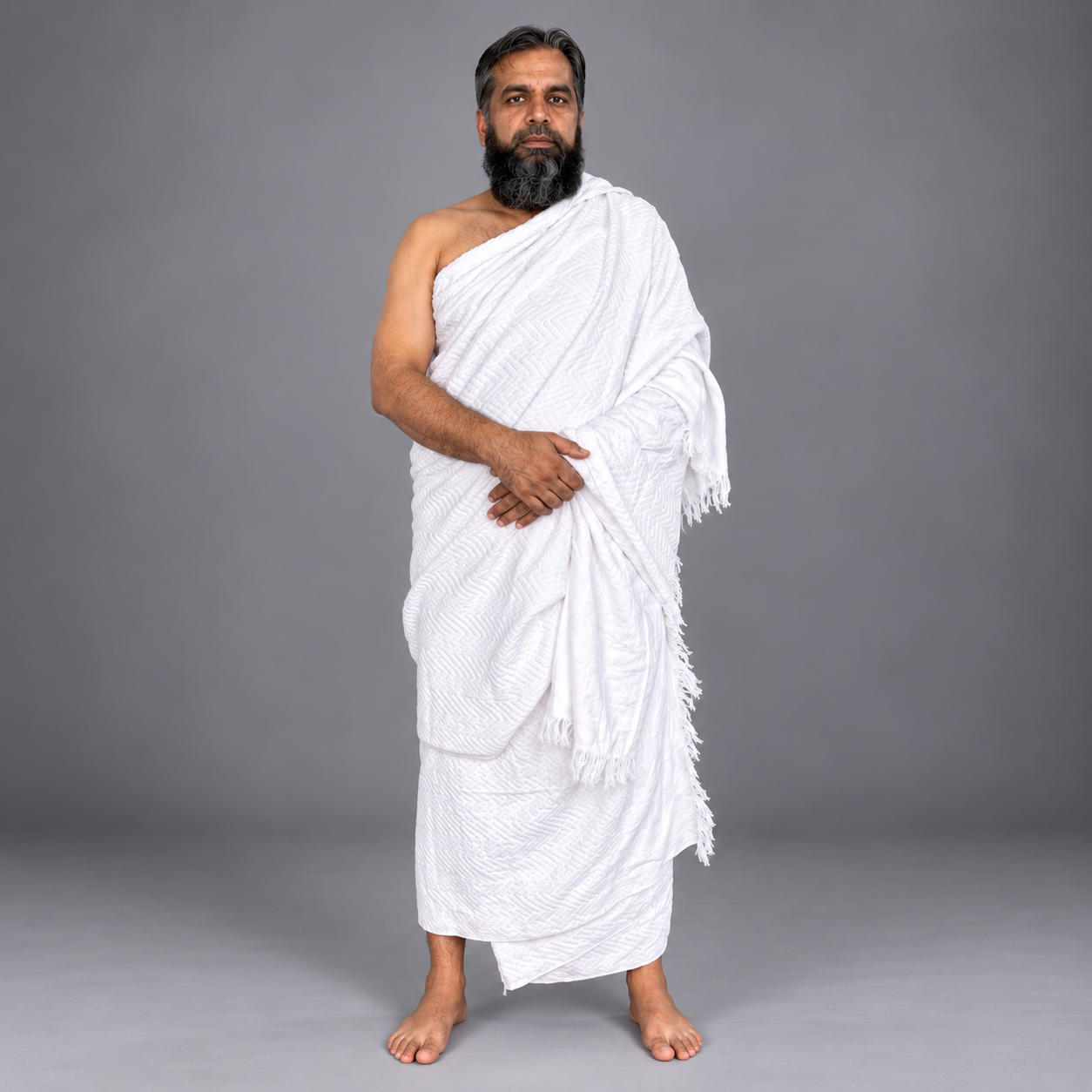Pure Cotton Zig-Zag Pattern Towel Ihram Set (2 Pieces) – Soft & Absorbent Double-Sided