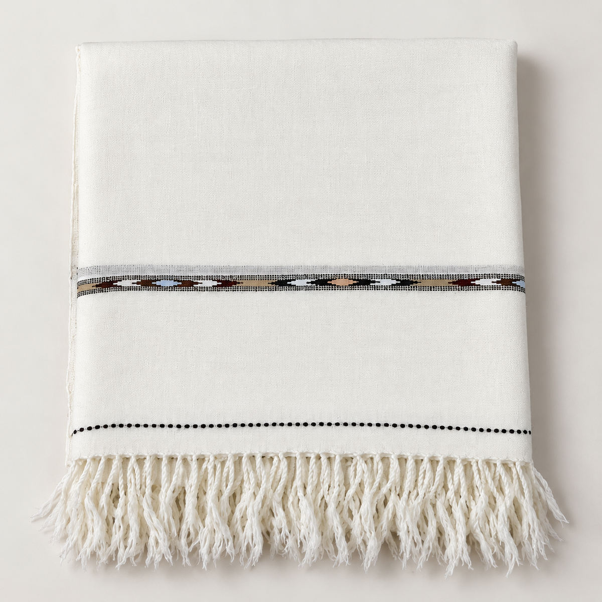 72 Count Premium  Swati  Wool Shawl Off-White Color, Original, Handmade.