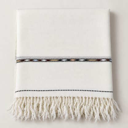 72 Count Premium  Swati  Wool Shawl Off-White Color, Original, Handmade.