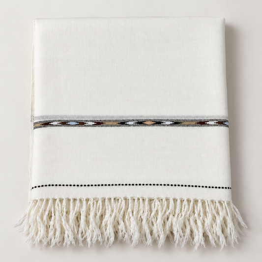 72 Count Premium  Swati  Wool Shawl Off-White Color, Original, Handmade.