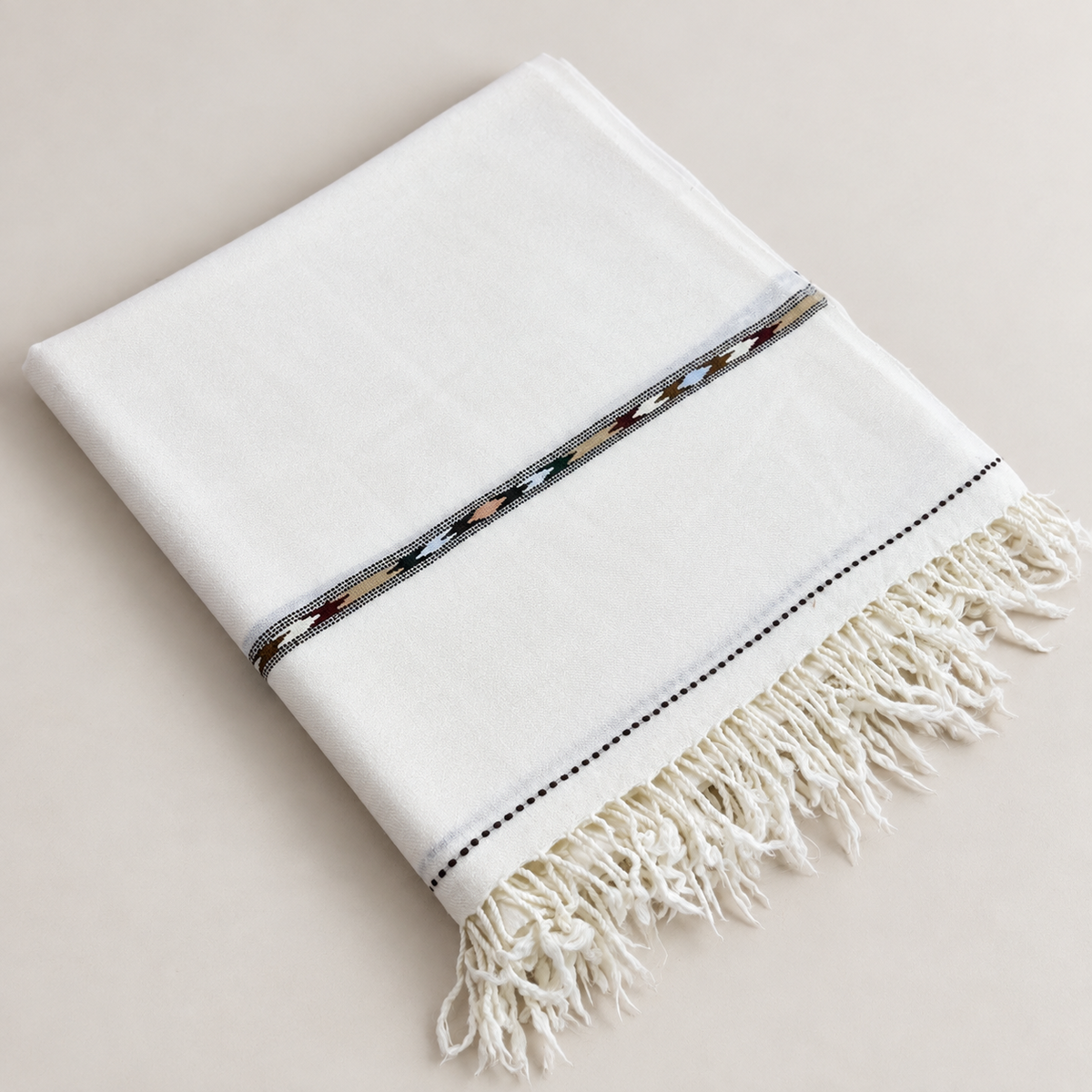72 Count Premium  Swati  Wool Shawl Off-White Color, Original, Handmade.