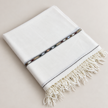 72 Count Premium  Swati  Wool Shawl Off-White Color, Original, Handmade.