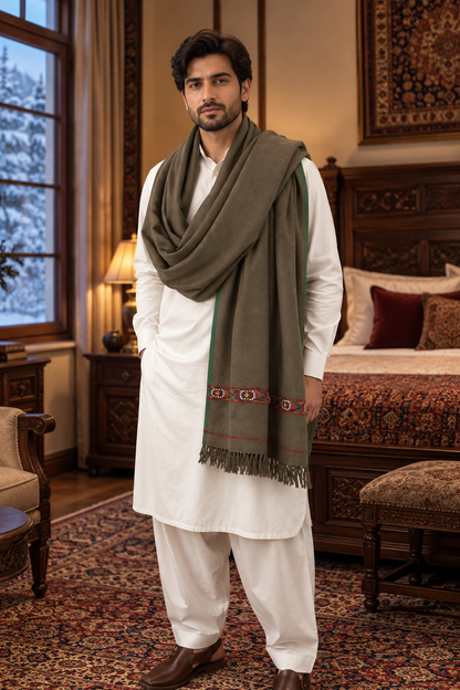 Herati - Handmade Wool Shawl,  Brown