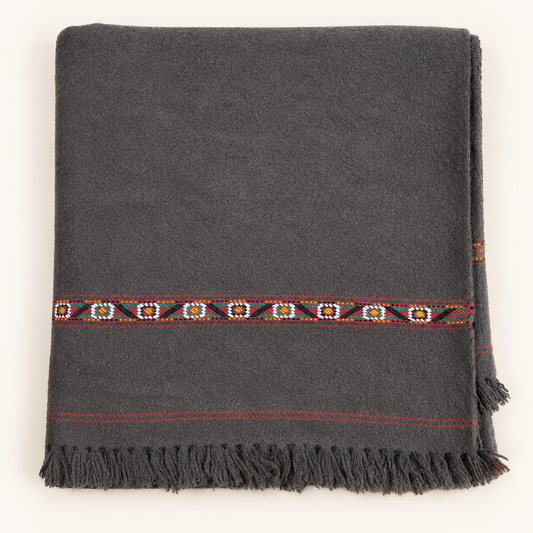 Herati - Handmade Wool Shawl,  Dark Brown