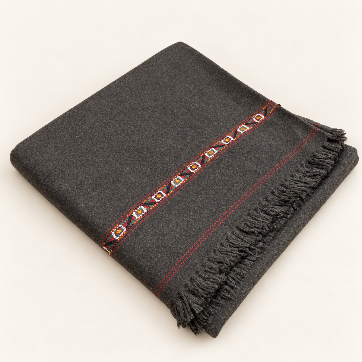 Herati - Handmade Wool Shawl,  Dark Brown
