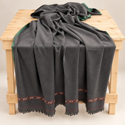 Herati - Handmade Wool Shawl,  Dark Brown