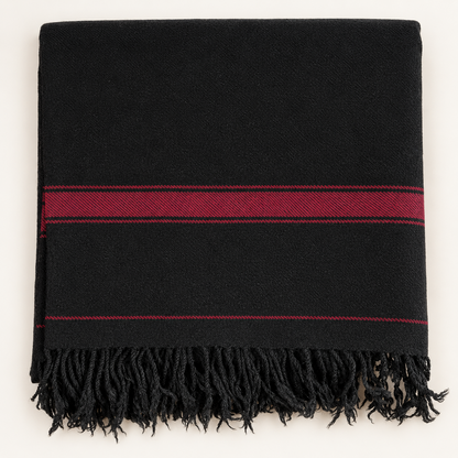Stonage Swati Black Beauty — Handmade Pure Wool Shawl with Maroon Border