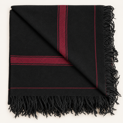 Stonage Swati Black Beauty — Handmade Pure Wool Shawl with Maroon Border