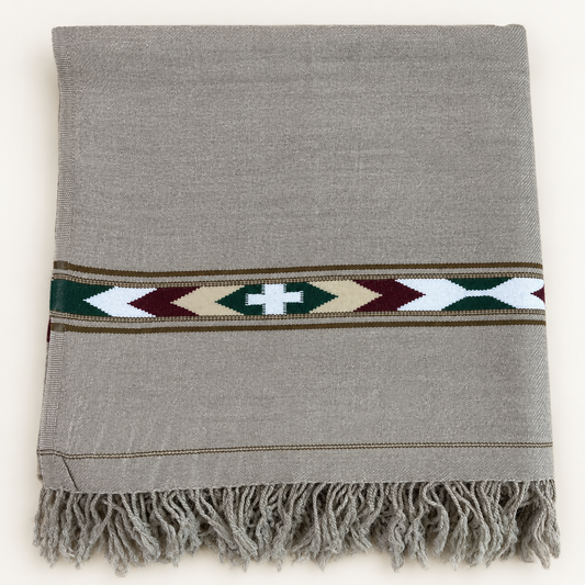 Stonage Sadabahar Swati Kaadi Shawl , Pure and Original Woolen Greyish Color