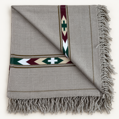 Stonage Sadabahar Swati Kaadi Shawl , Pure and Original Woolen Greyish Color