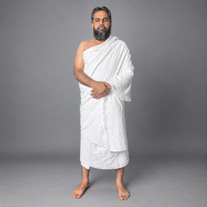 Pure Cotton Full Towel Ihram Set (2 Pieces) – Soft & Absorbent Single-Sided (