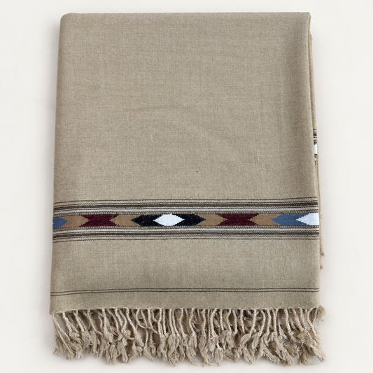 Stonage Sadabahar Swati Kaadi Shawl , Pure and Original Woolen, Sand Beig Color
