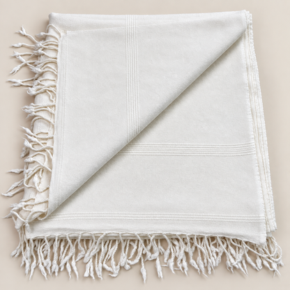 72 Count Premium  Swati  Wool Shawl Plain Off-White Color, Original, Handmade.