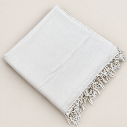 72 Count Premium  Swati  Wool Shawl Plain Off-White Color, Original, Handmade.