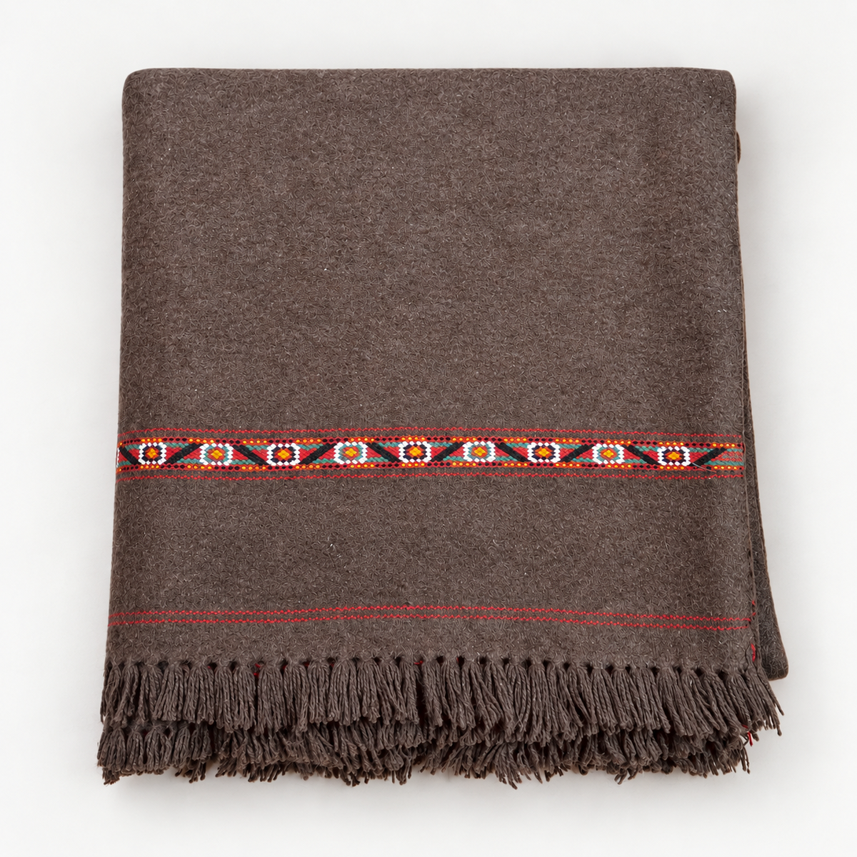 Herati - Handmade Wool Shawl,  Dark Brown