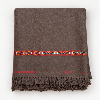Herati - Handmade Wool Shawl,  Dark Brown