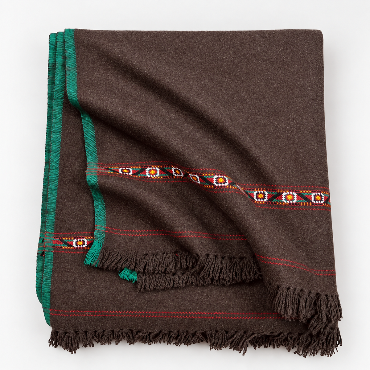 Herati - Handmade Wool Shawl,  Dark Brown