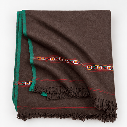 Herati - Handmade Wool Shawl,  Dark Brown