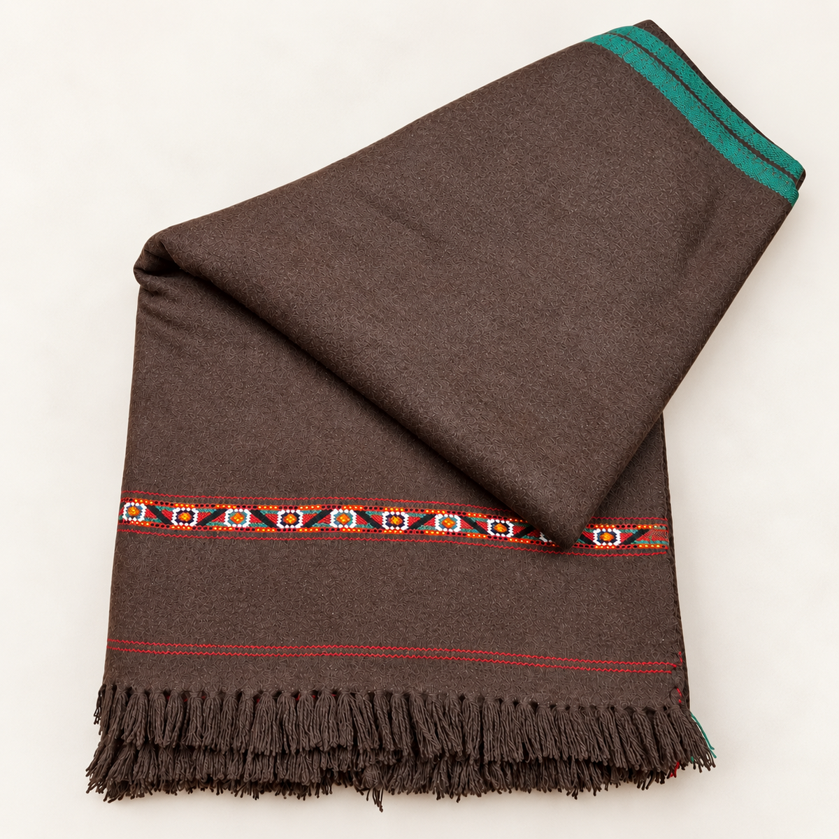 Herati - Handmade Wool Shawl,  Dark Brown