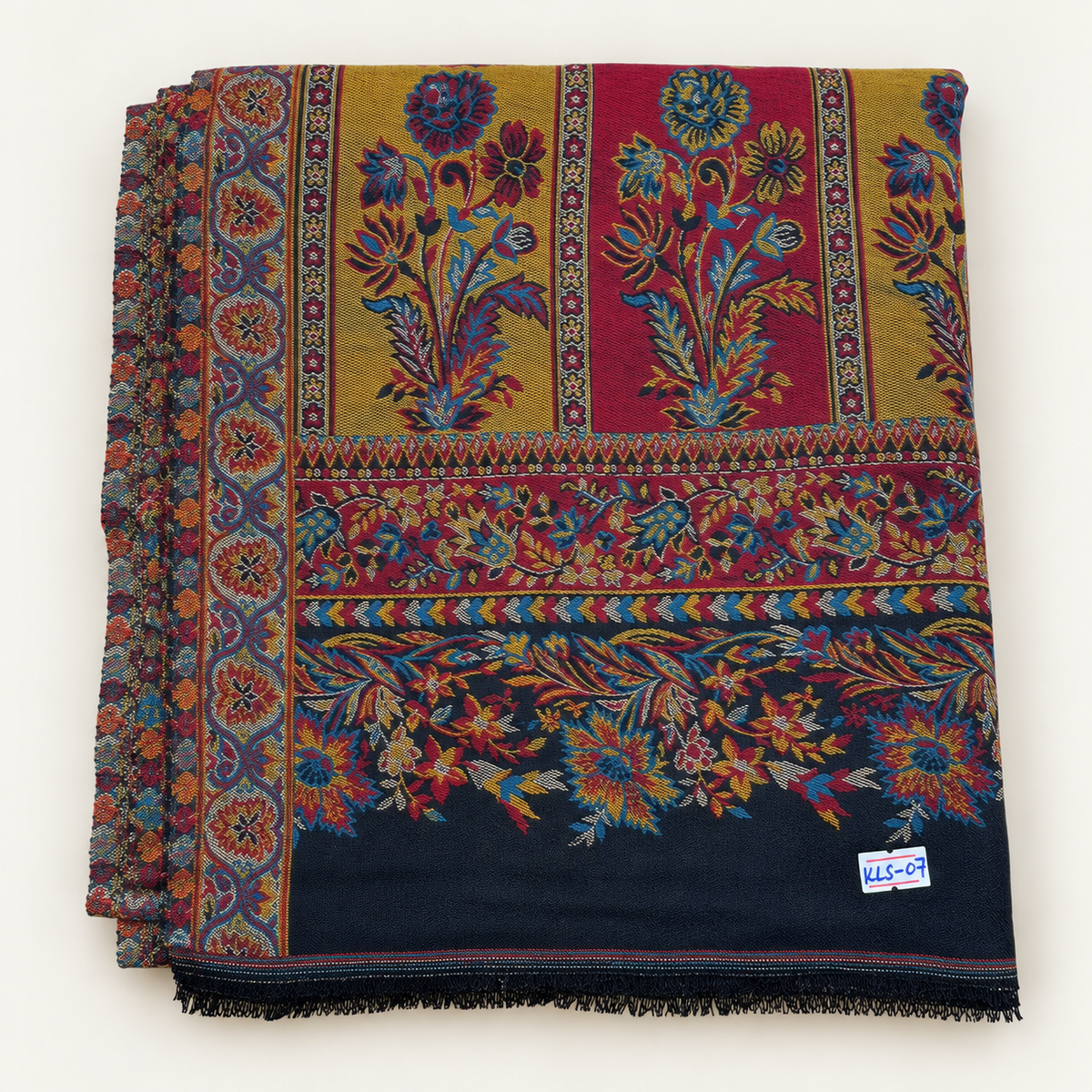 Moon Light — Kani Handmade Kashmiri Pure Wool Shawl  Reddish (LKS-07)