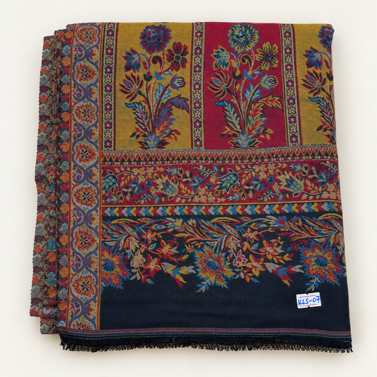 Moon Light — Kani Handmade Kashmiri Pure Wool Shawl  Reddish (LKS-07)