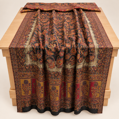 Moon Light — Kani Handmade Kashmiri Pure Wool Shawl  Reddish (LKS-07)