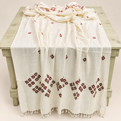 Mehrun — Kani Handmade Kashmiri Pure Wool Shawl  Off-white Color  (LKS-06)