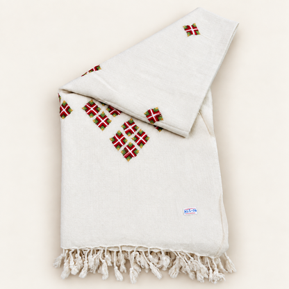 Mehrun — Kani Handmade Kashmiri Pure Wool Shawl  Off-white Color  (LKS-06)