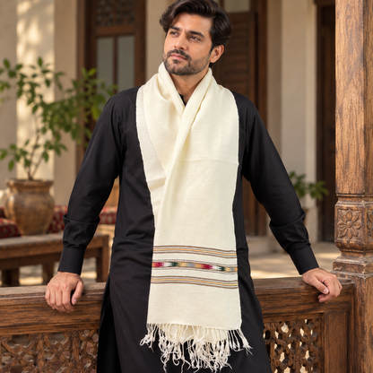 Angoora Wool Handmade  Soft  Mufflers- Off-white