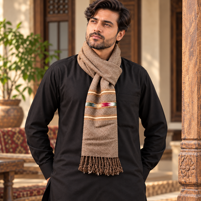 Handmade Soft , Wool  Mufflers-  Brown
