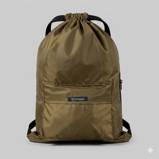 Drawstring Bag – , Waterproof, All-Purpose for Hajj Umrah College/Uni , Gym & Daily Use ( Khaki)