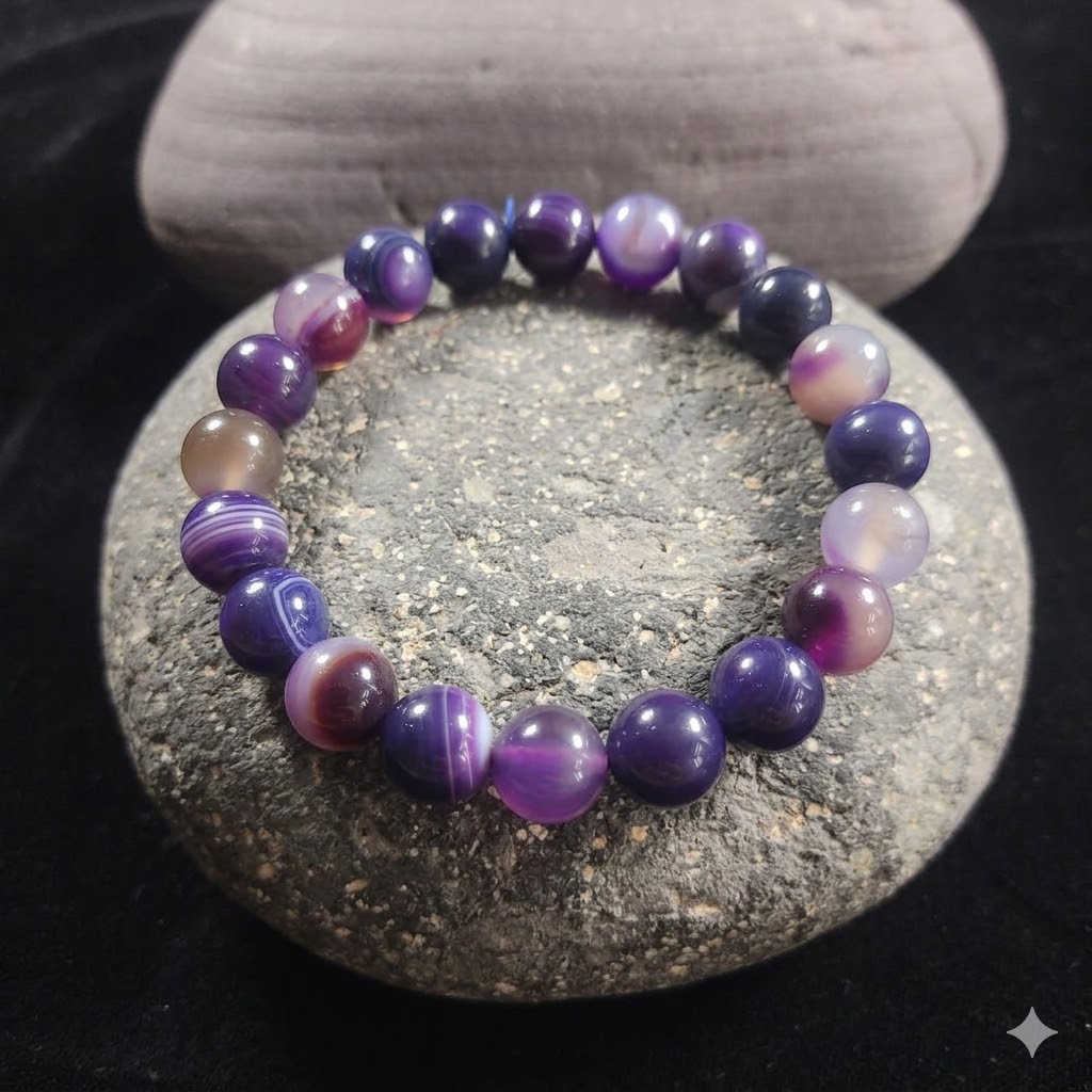 Amethyst  Bracelet  – Free Size Fit for All( 16 Beads ,10mm size) Elastic