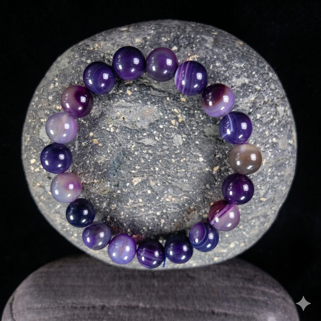 Amethyst  Bracelet  – Free Size Fit for All( 16 Beads ,10mm size) Elastic