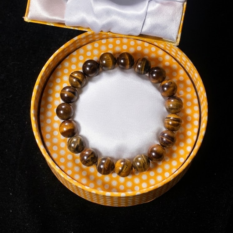 Tiger Eye Bracelet  – Free Size Fit for All( 16 Beads ,10mm size) Elastic