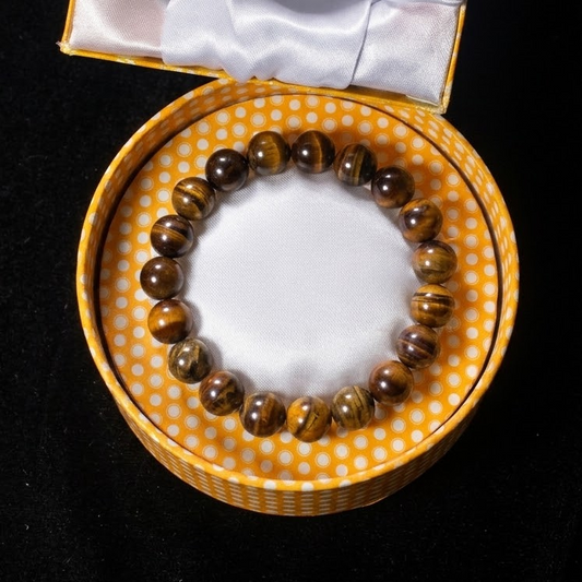 Tiger Eye Bracelet  – Free Size Fit for All( 16 Beads ,10mm size) Elastic