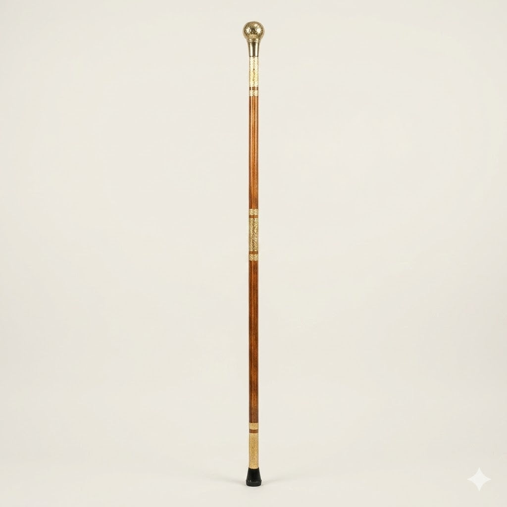 Premium Vintage Silver Round Handle Walking Cane