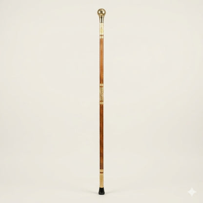 Premium Vintage Silver Round Handle Walking Cane