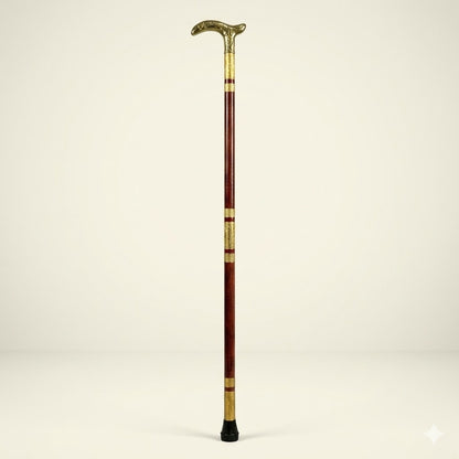 Handmade Royal Brass & Wood Walking Cane – Vintage Golden Handle