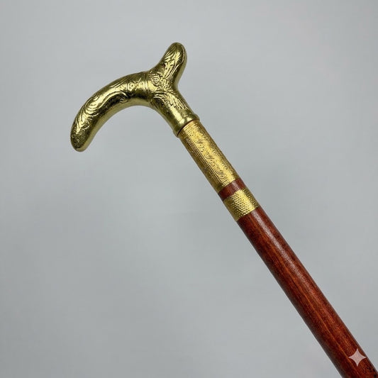 Handmade Royal Brass & Wood Walking Cane – Vintage Golden Handle