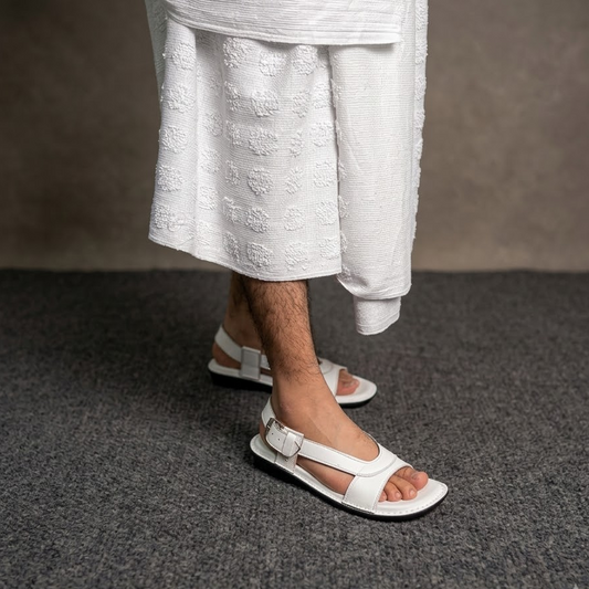 Hajj & Umrah Special Slippers, (Handmade, Anti slip, All Day Comfort) White Color