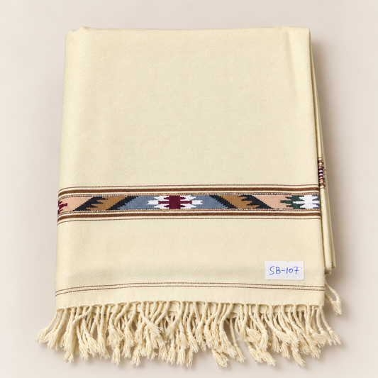 Stonage Sadabahar Swati Kaadi Shawl , Pure and Original Woolen,  Cream,  SB-107