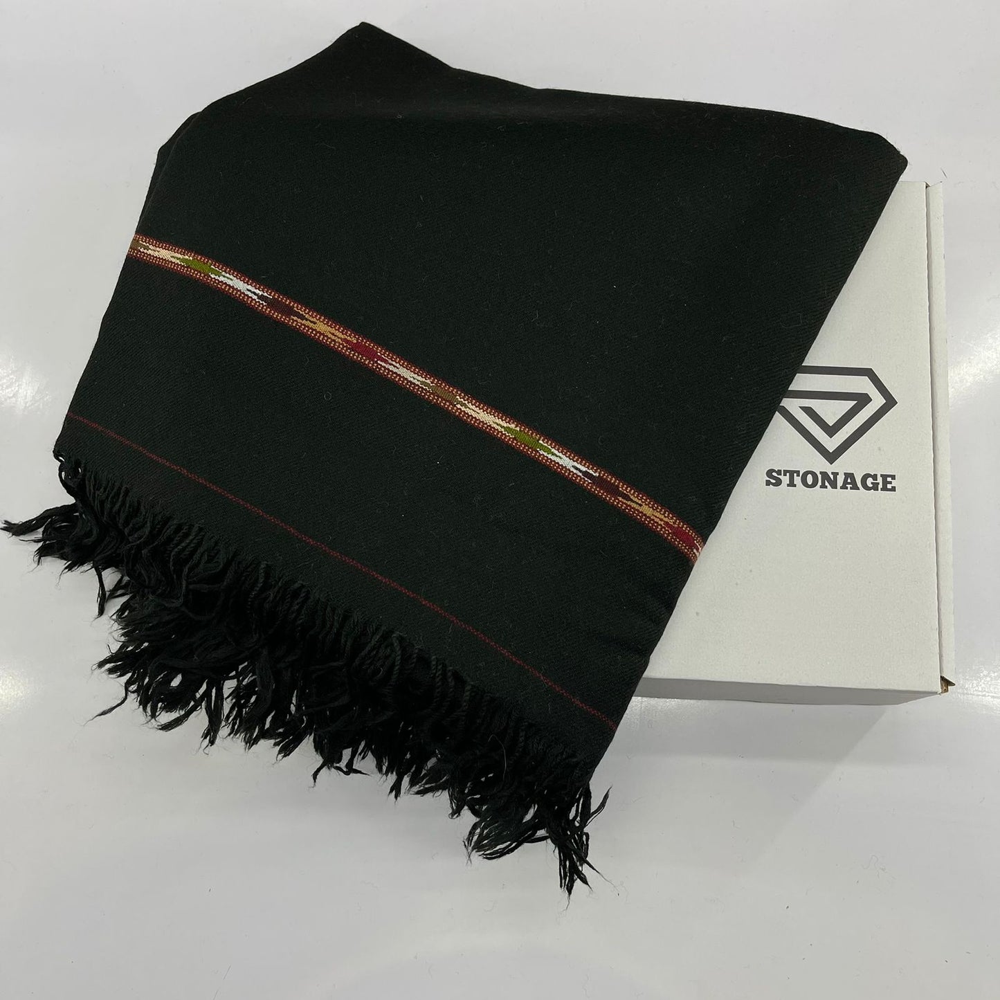 Swati  woolen Black Handmade Shawl