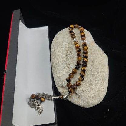 Tiger Eye Aqeeq Stone Tasbih 8mm Size / 33Beads