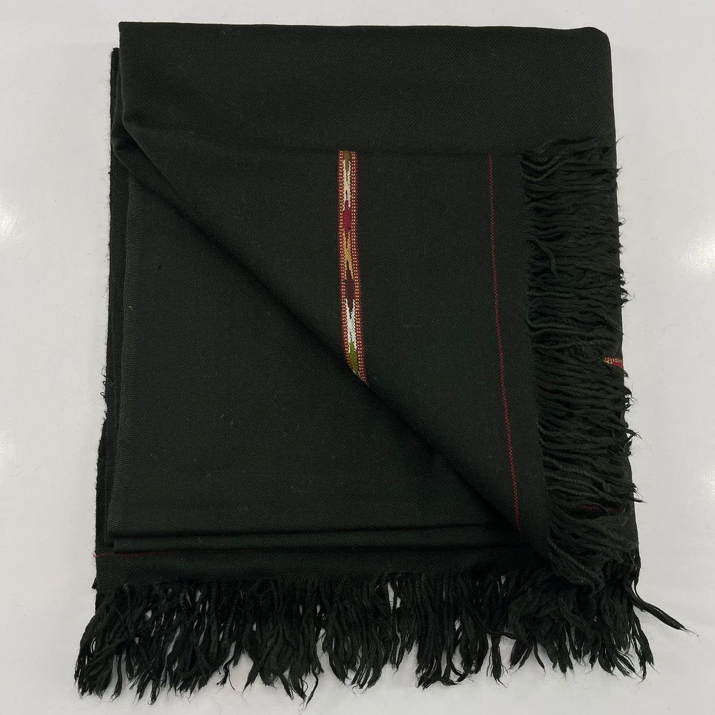 Swati  woolen Black Handmade Shawl