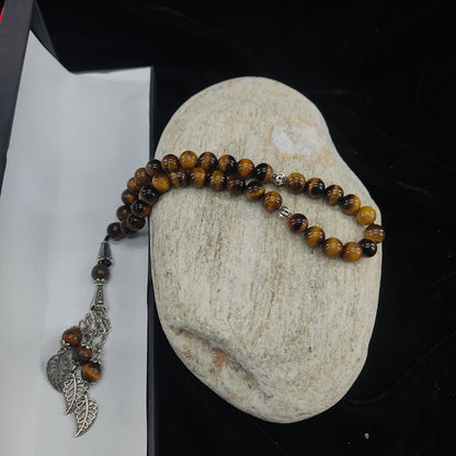 Tiger Eye Aqeeq Stone Tasbih 8mm Size / 33Beads